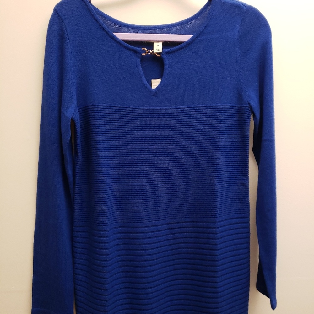 NWT Dana Buchman Blue Keyhole Sweater S